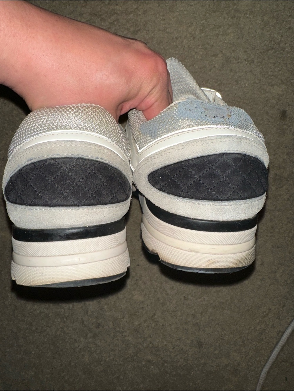 CHANEL Men’s White, Black & Gray Designer Logo Sneaker - Picture 6 of 11